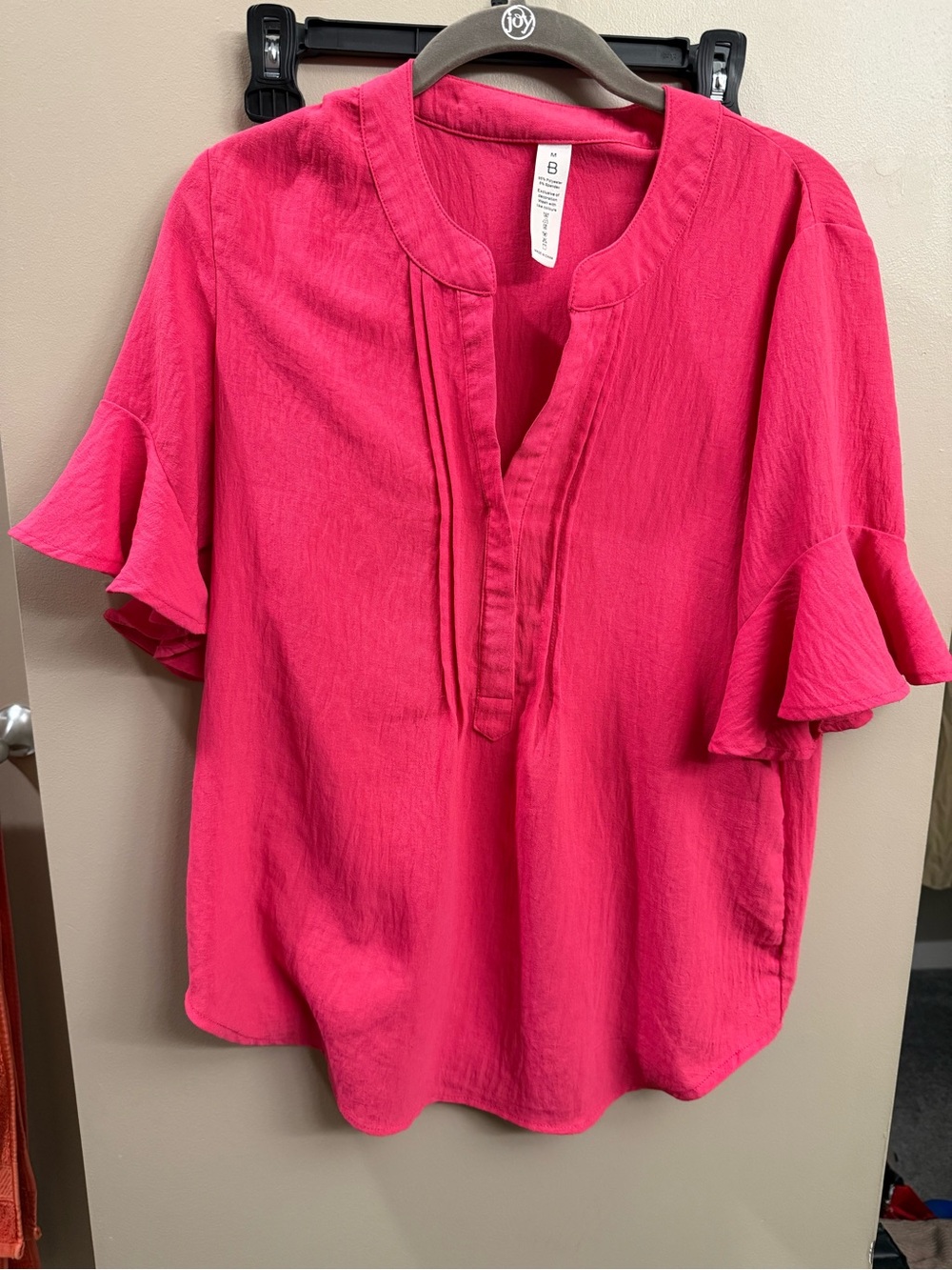 Amazon Women's Hot Pink Ruffle-Sleeve Blouse